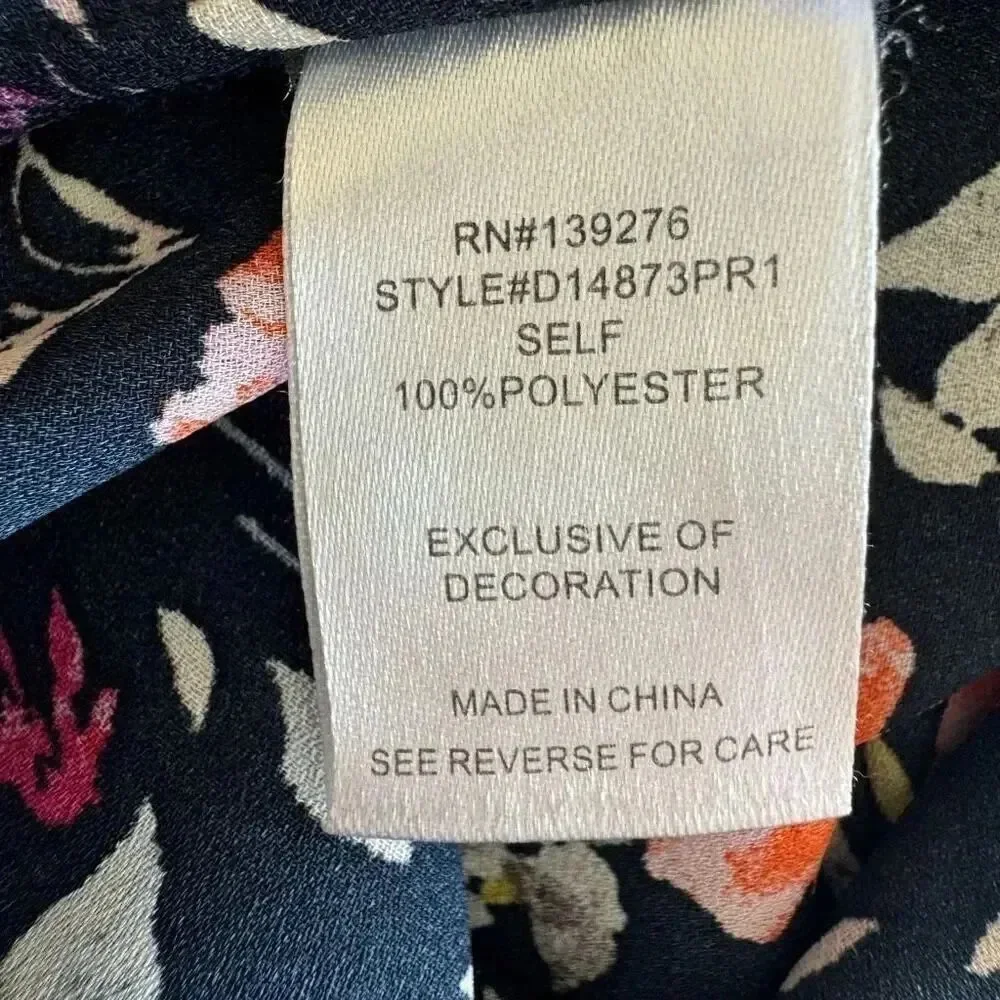 Anthropologie Danielrainn Floral Print Blouse Top Short Sleeve Chiffon L #2205